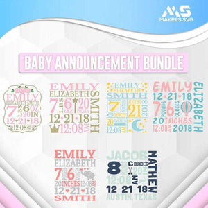 Baby Announcement Bundle-BABYANNOUNCEMENTBUNDLE-Makers SVG