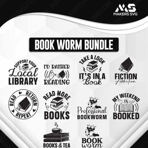 Book Worm Bundle-BookWormBundleproductimage-Makers SVG