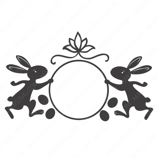 Bunny Monogram Frame-BunnyMonogram-Makers SVG