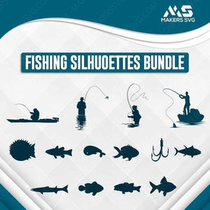 Fishing Silhouettes Bundle - 200+ Files-Fishingsilhouettesbundleproductimage-Makers SVG