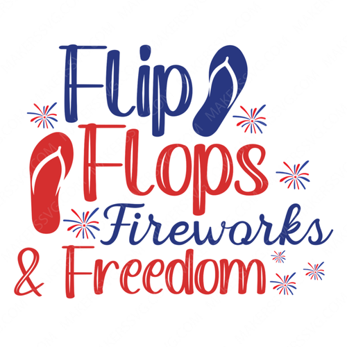 4th of July-flipflopsfireworksandfreedom-small-Makers SVG