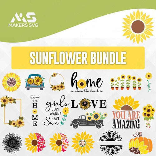 Sunflower Bundle - 100 Files-sUNFLOWER-BUNDLE-1-NEW-Makers SVG